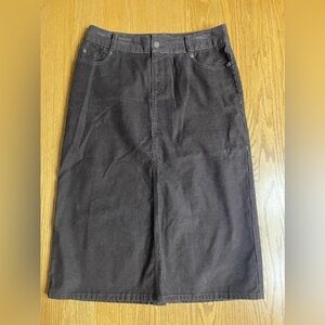Eddie Bauer Chocolate Brown Corduroy Midi Skirt Size 10